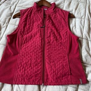 Columbia Red DIamond Quilted Full Zip Fully Lined Vest Polar Fleece Sides Size M